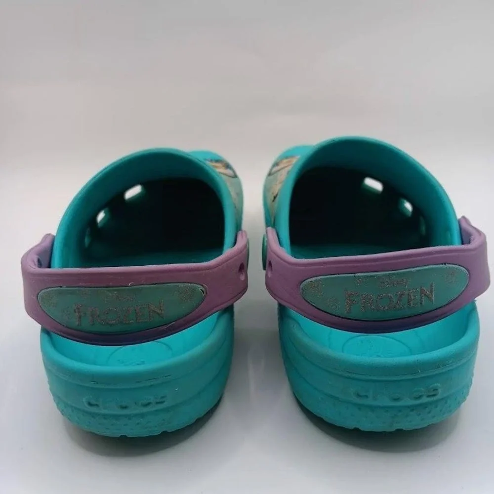 Disney Frozen Crocs Shoes Girls‎ Size C13 Blue Purple Elsa Anna Slip On Comfort
